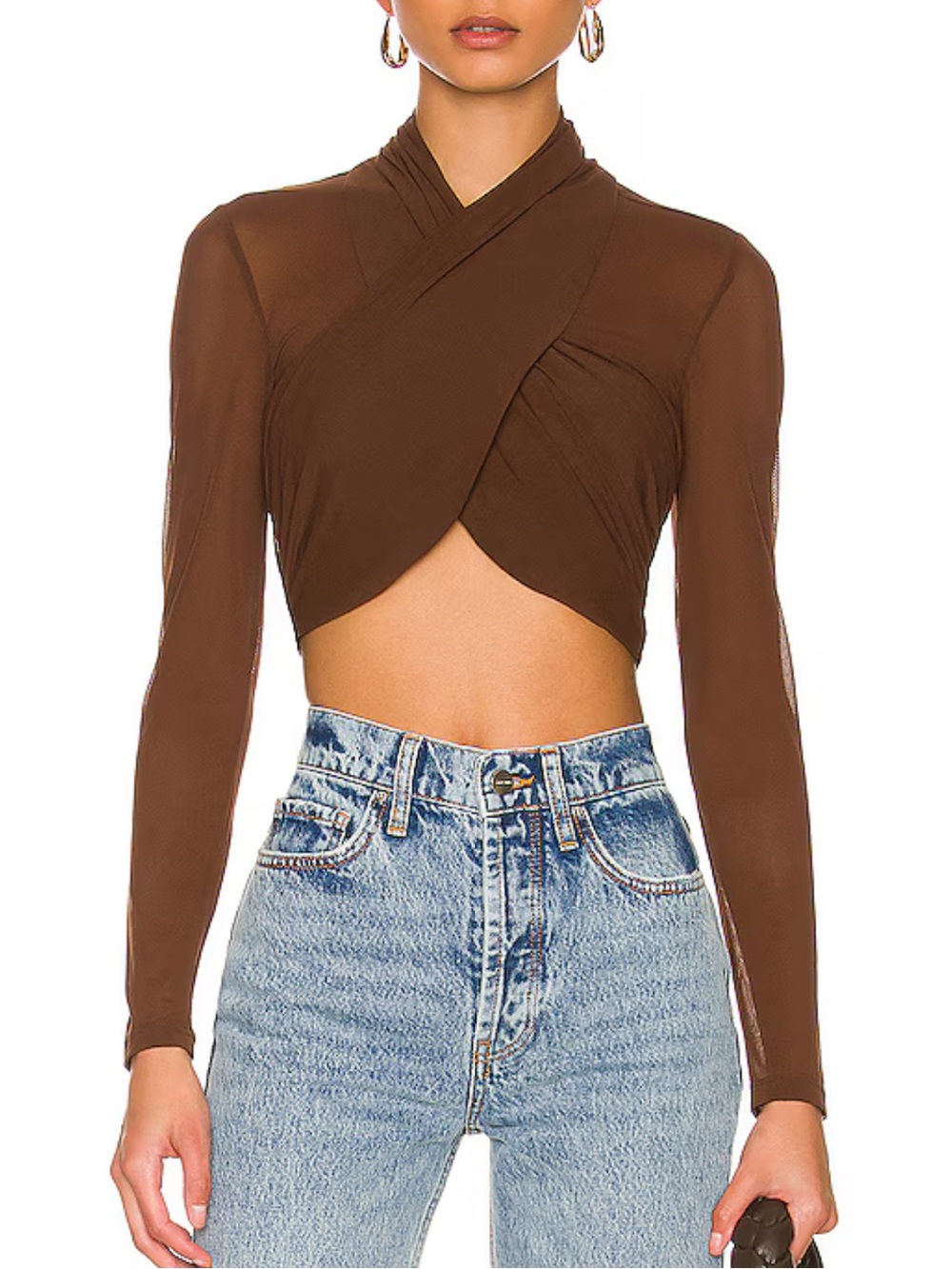 NWOT Revolve Bardot Aliyah Top in Chocolate - S / 4